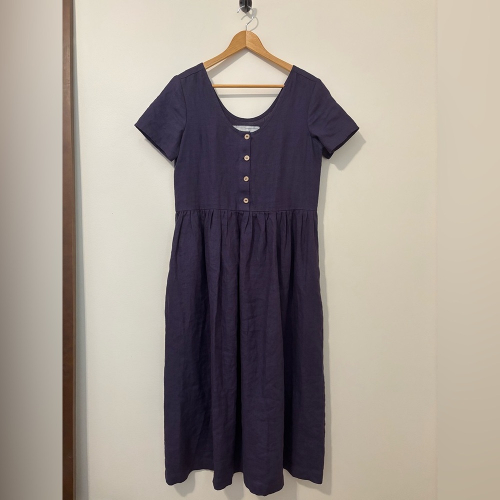 (Brand New) notPerfectLinen Maxi MAMA-2 Linen Dress in Eggplant
